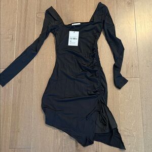 Princess Polly Elegant Black Ruched Dress